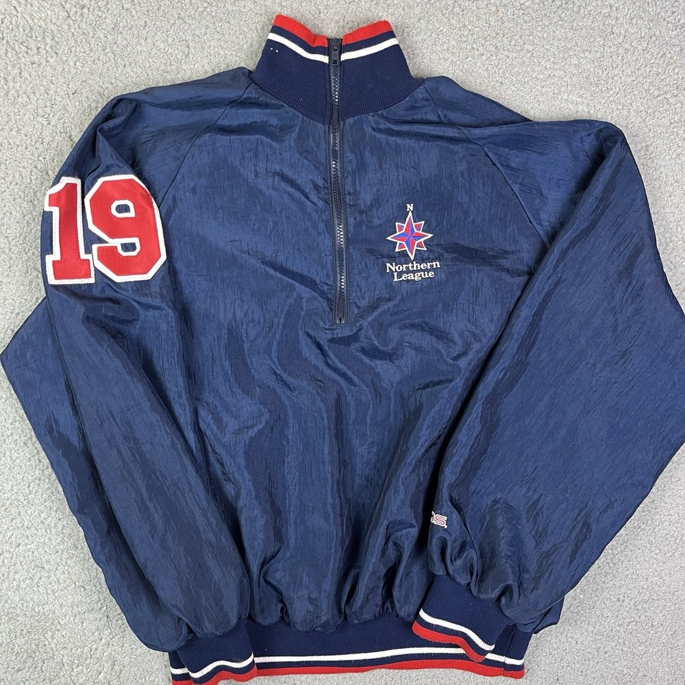 Vintage‎ Northern League Baseball Player Issued #19 1/4 Zip Jacket Coat Sz Large